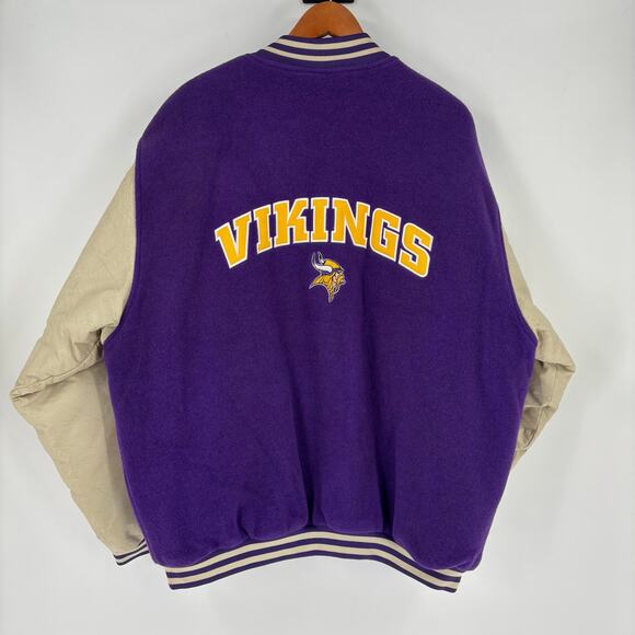 Vintage Minnesota Vikings Varsity Jacket XXL Men’s Logo Athletic Wool Leather - Picture 2 of 11